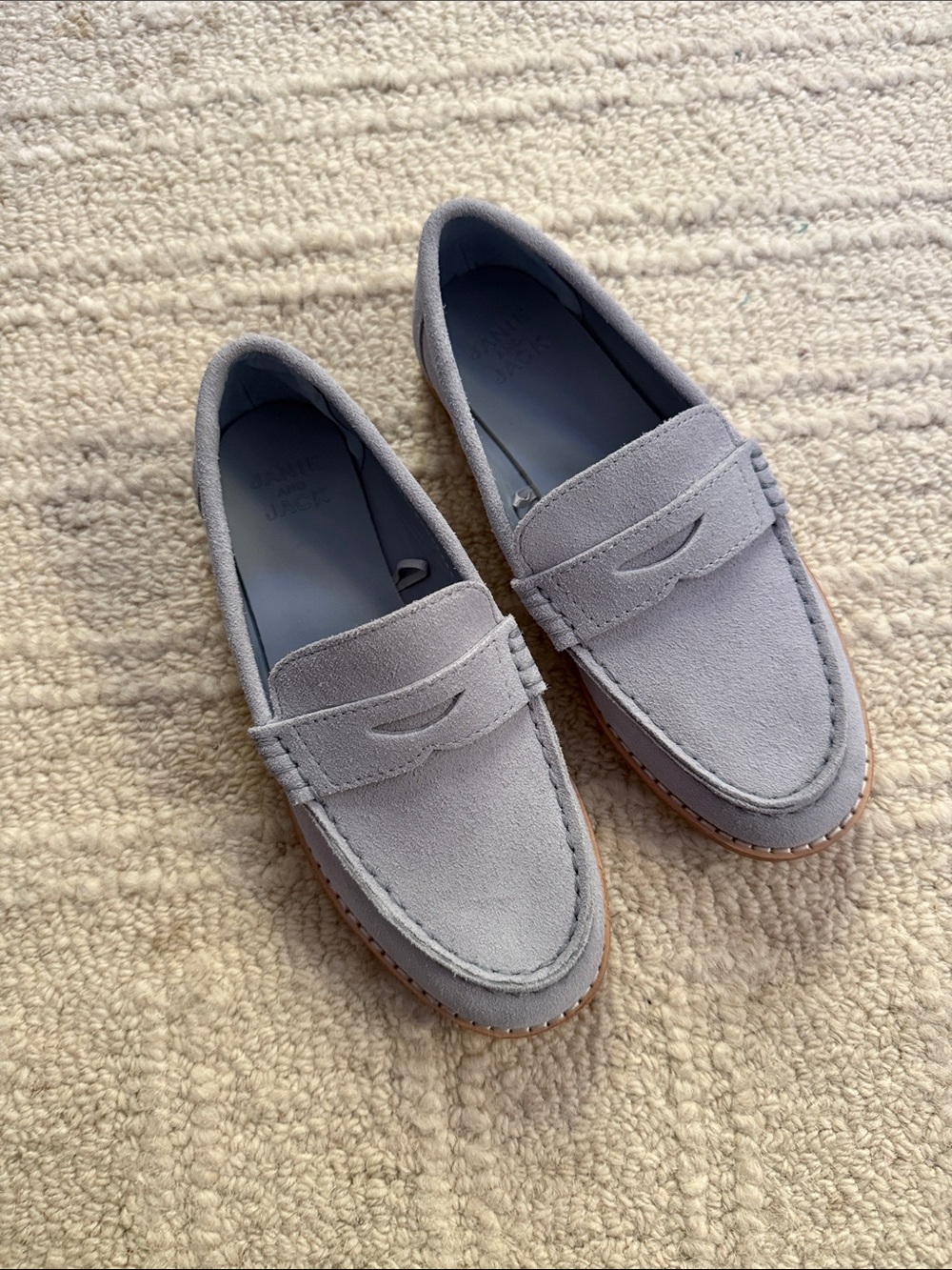 Janie and Jack Boys Light Blur Suede Penny Loafers